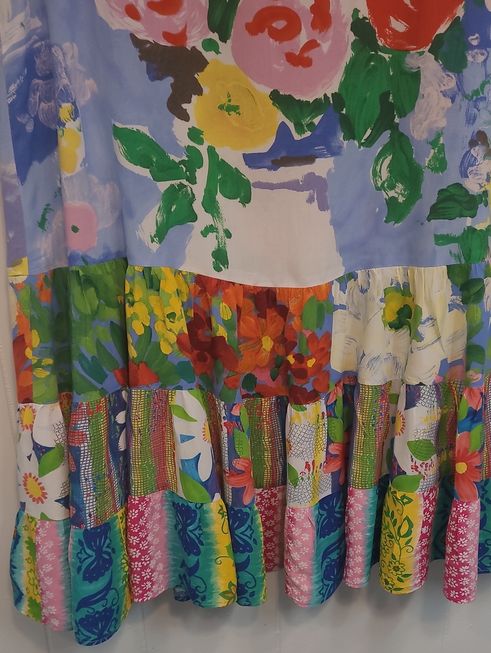 Jams World Vase of Flowers Dress Multi Color with 3 Tiers of Ruffles SZ XL - Picture 4 of 11